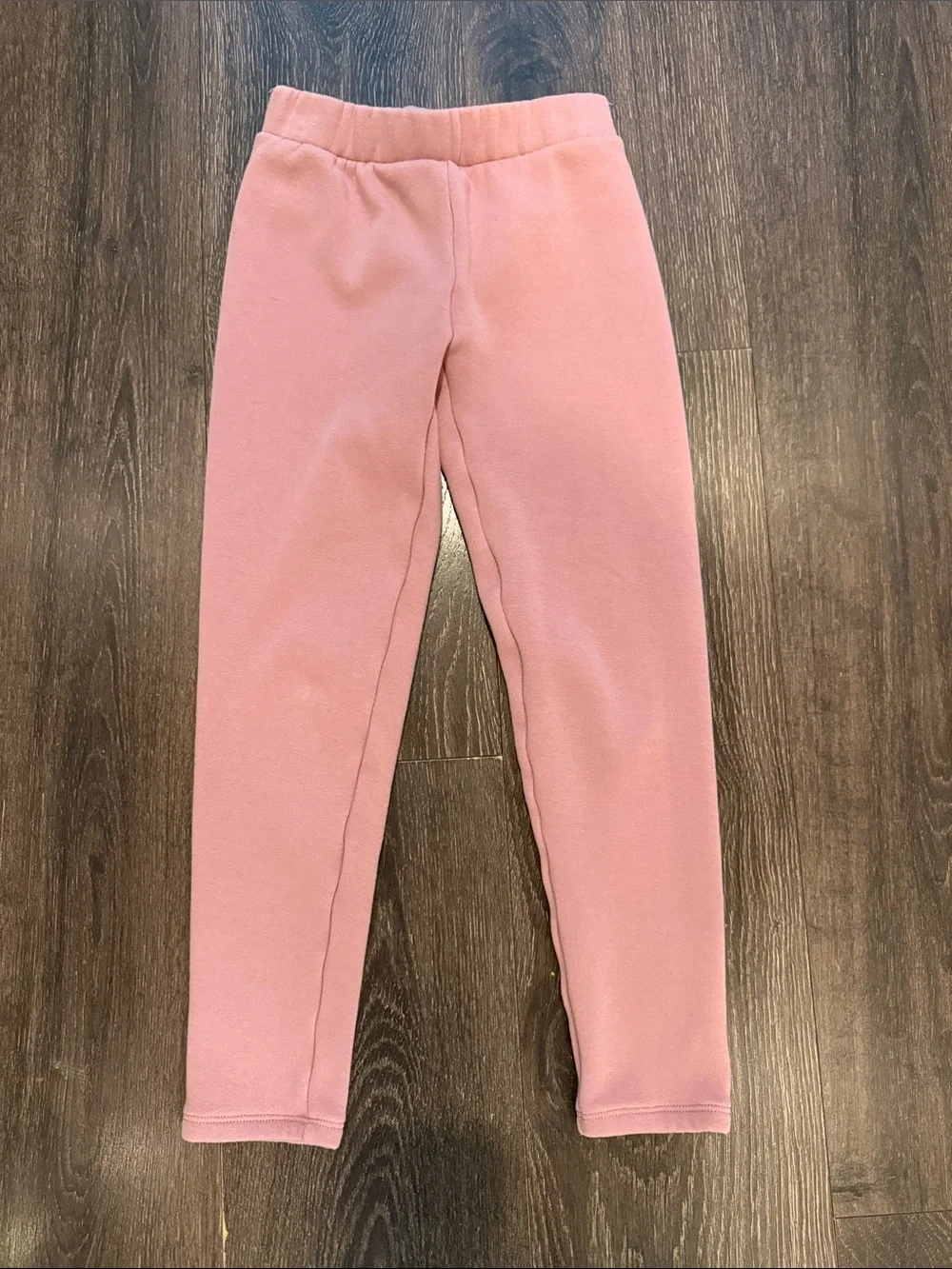 Kids Pink Fleece-Lined Leggings, Size Large